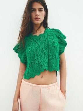 Zara Emerald Green Knit Blouse
